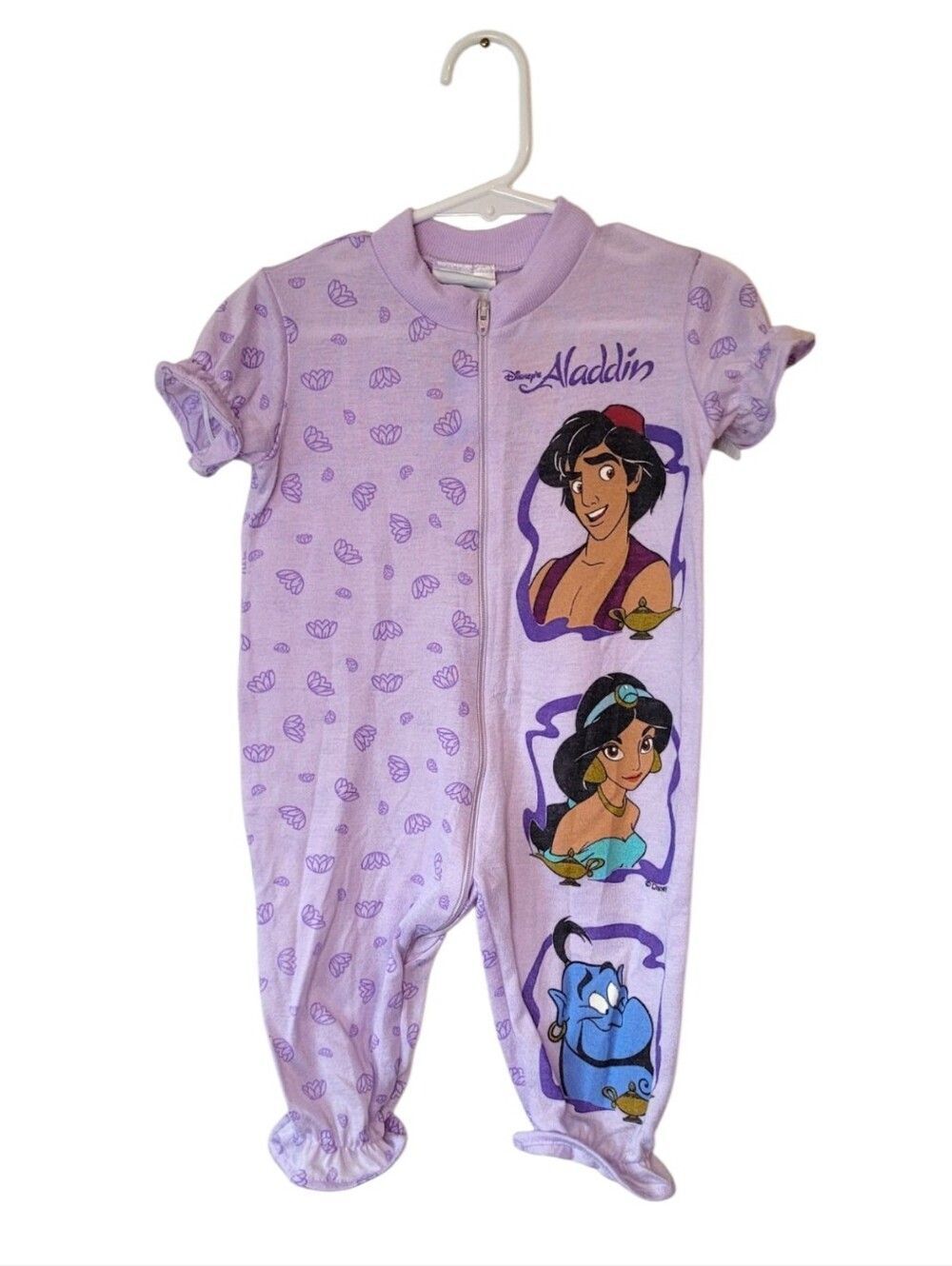 Vintage 90s Fleece/Polyester Disney Lavender Aladdin & Friends Girls' Pajama 12M
